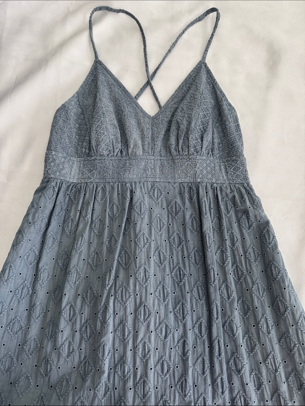 Gray Eyelet Dress with Crisscross Straps